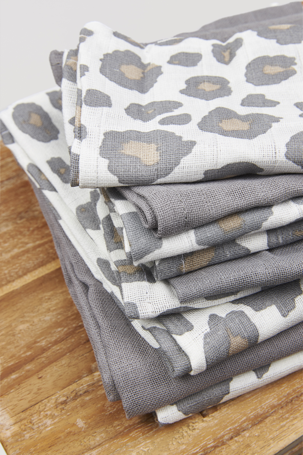 Facecloth 3-pack muslin Panther - neutral/grey - 30x30cm