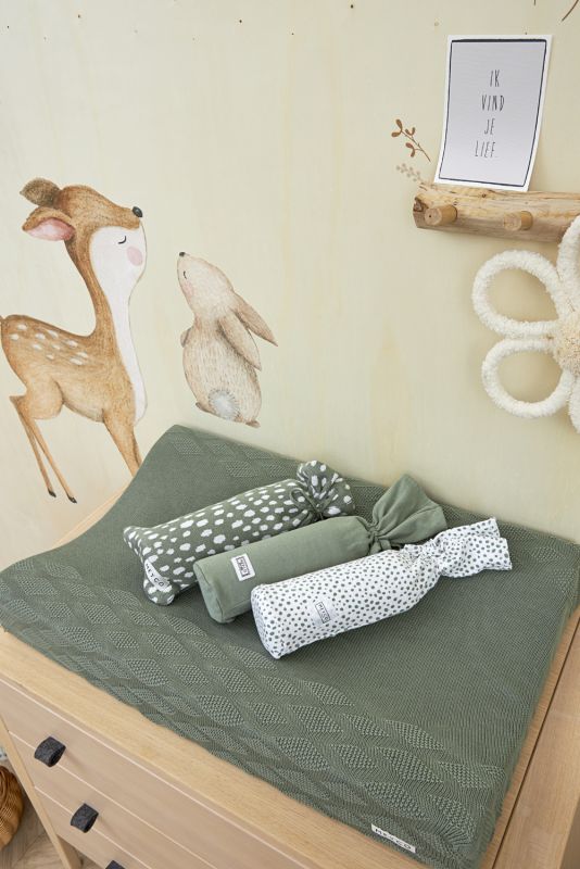 Changing mat cover + hot water bottle cover Cheetah - forest green - 50x70cm