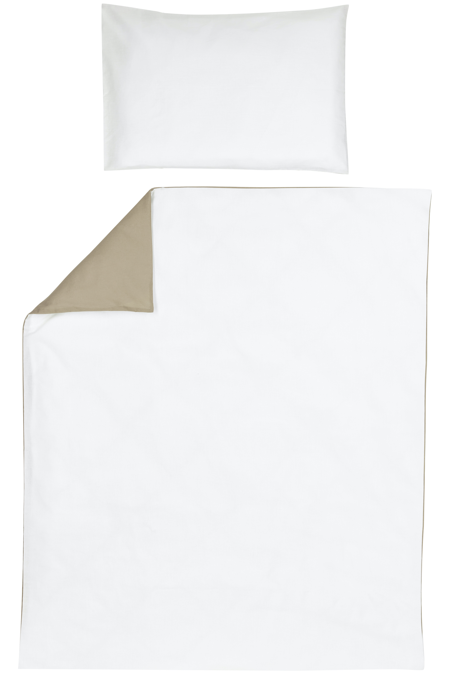 Duvet Cover + Pillowcase Uni - Taupe/Offwhite - 100X135cm