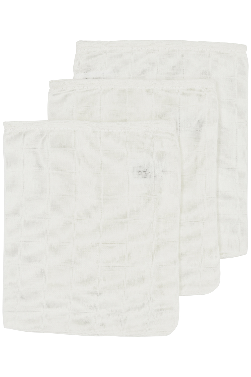 Muslin Wash Mitts 3-Pack Uni - Offwhite - 20x17cm