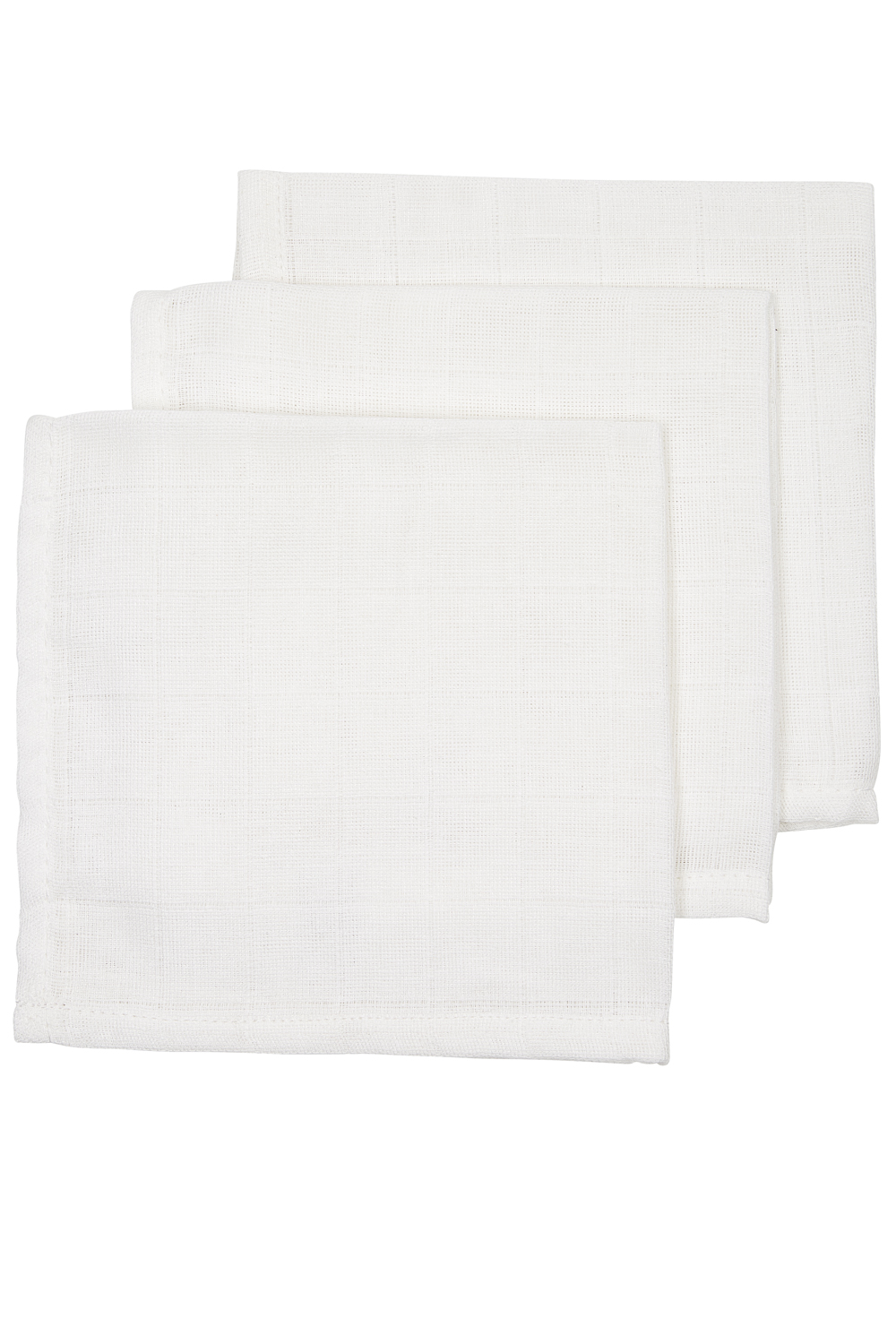 Facecloth 3-pack muslin Uni - white - 30x30cm