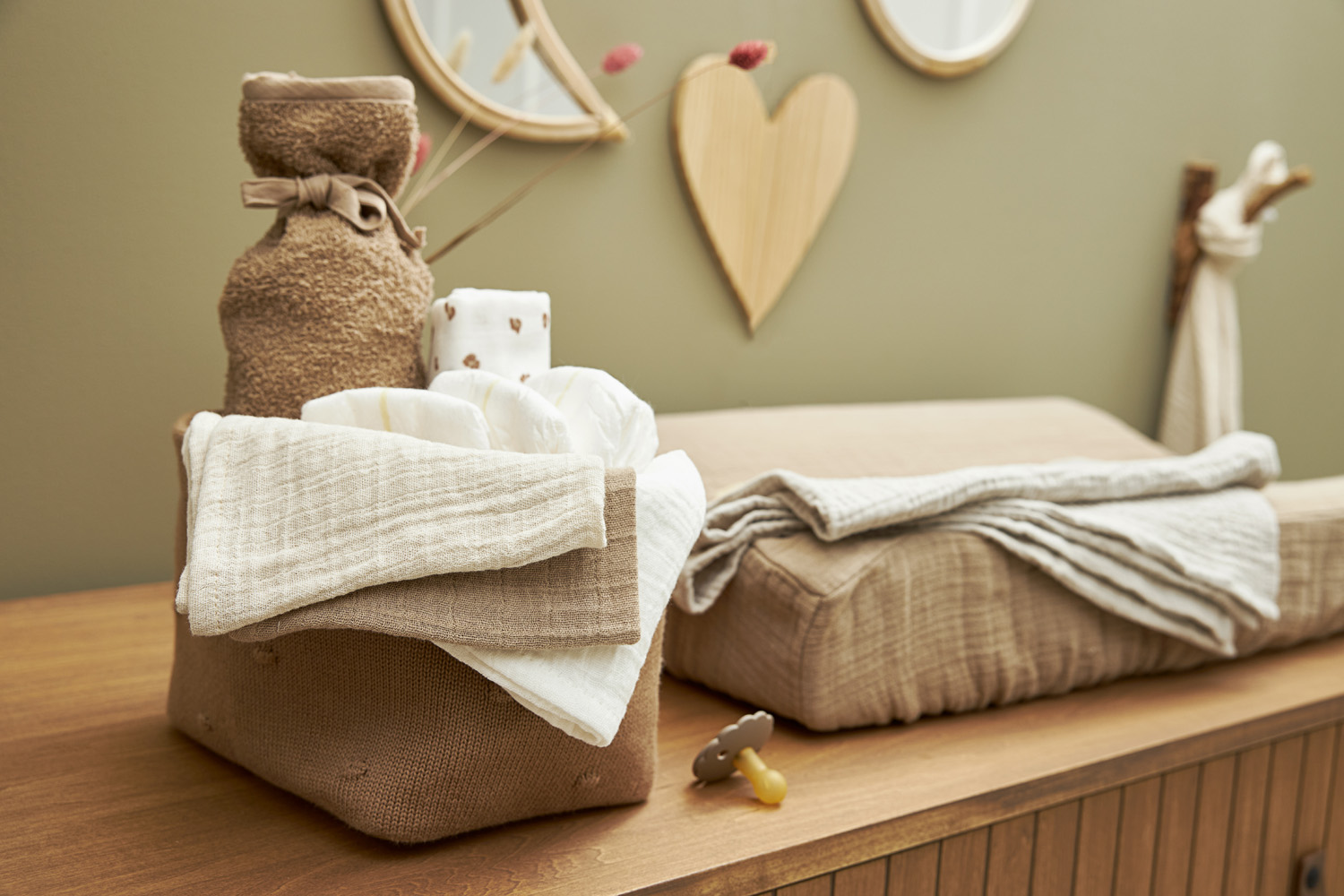 Facecloth 3-pack pre-washed muslin Uni - offwhite/soft sand/taupe - 30x30cm