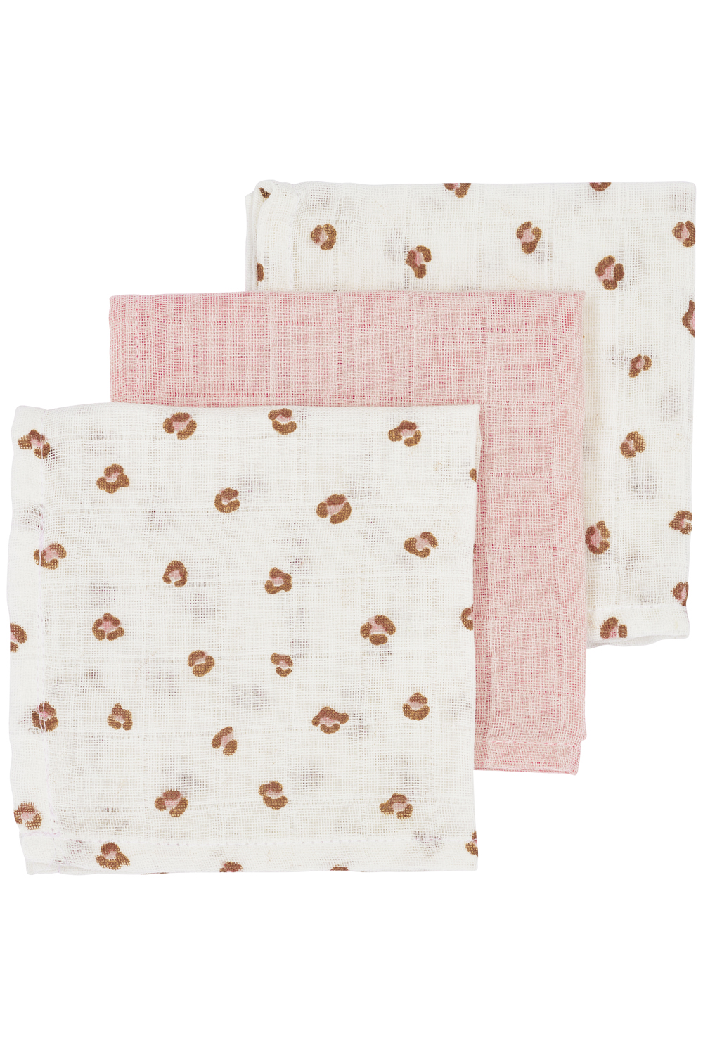 Facecloth 3-pack muslin Mini Panther - soft pink - 30x30cm