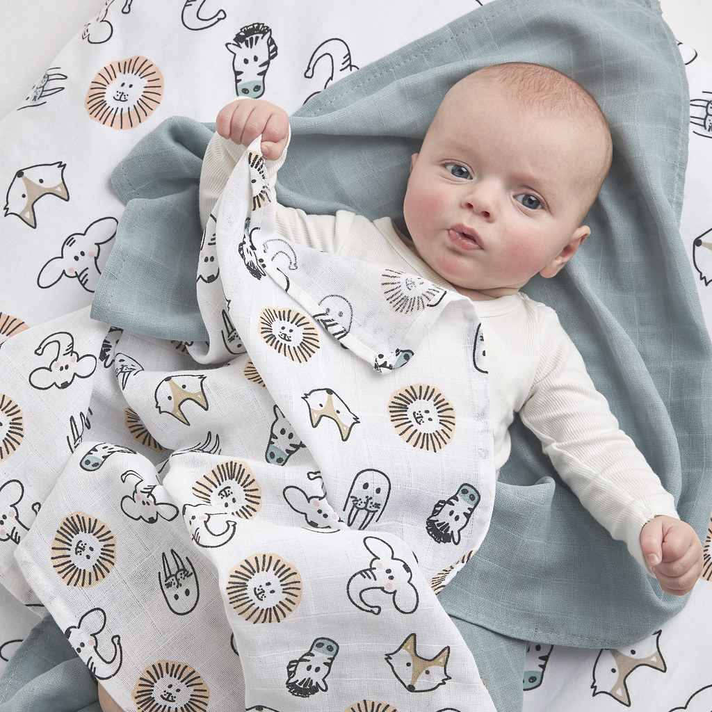 Swaddle 3-pack muslin Animal - multicolour - 120x120cm