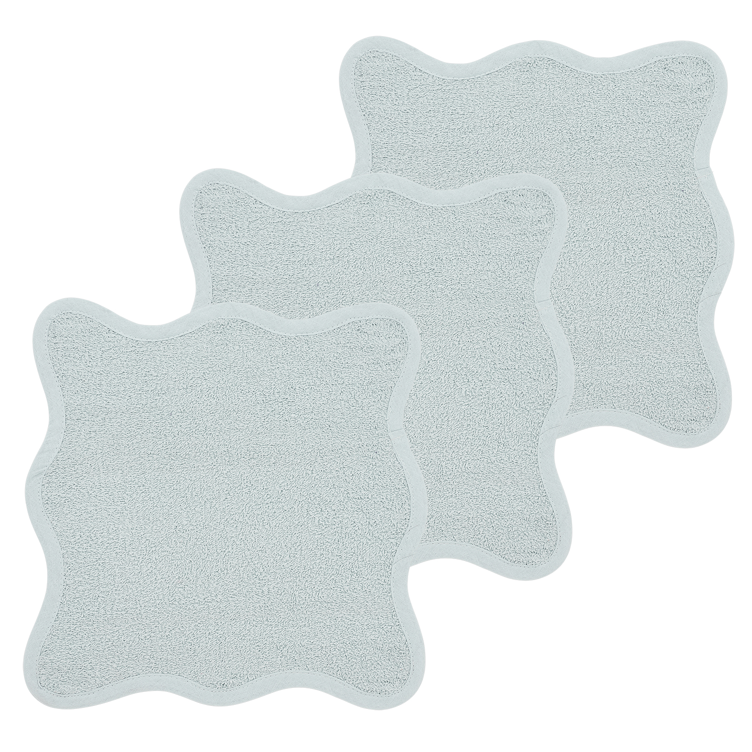 Facecloth 3-pack terry Wavy - grey blue - 30x30cm