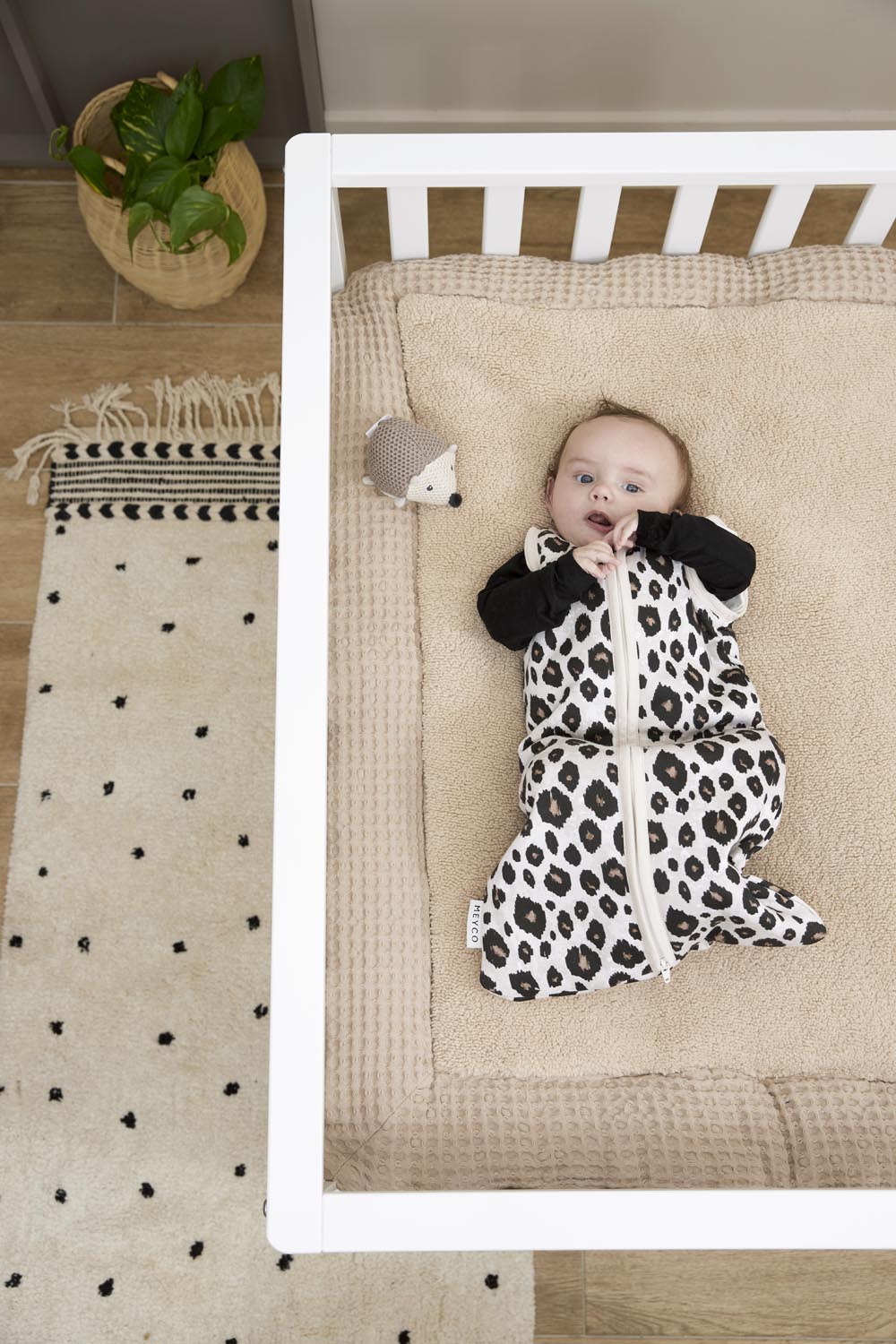 Baby slaapzak met afritsbare mouwen Leopard - sand melange - 70cm