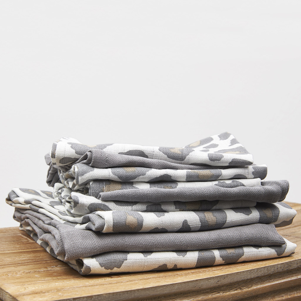 Swaddle  3er pack musselin Panther - neutral/grey - 120x120cm