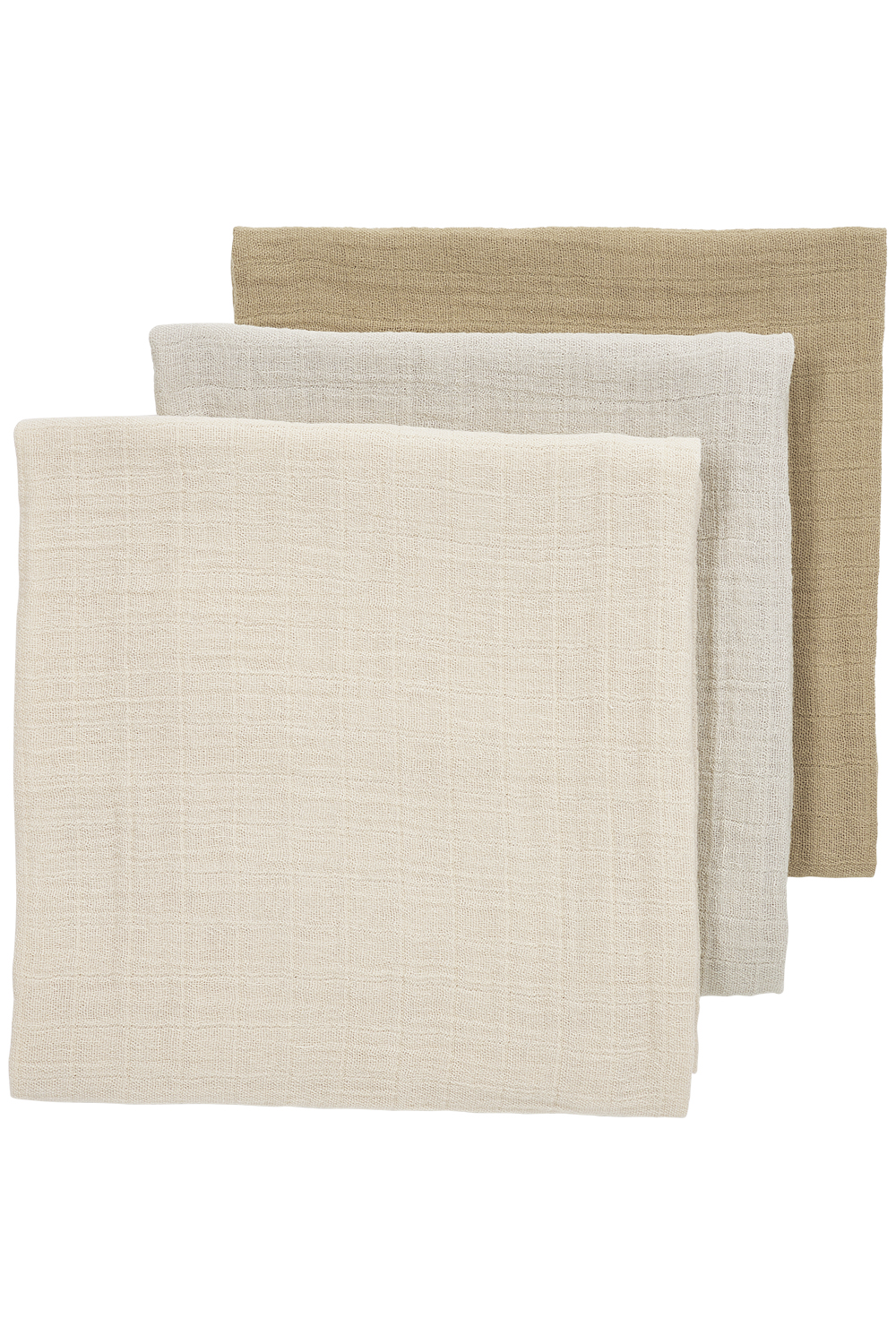 Pre-washed hydrofiele doeken 3-pack Uni - soft sand/greige/taupe - 70x70cm