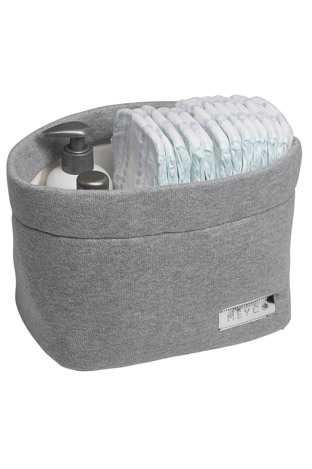 Nursery basket Knit Basic - grey melange - Small