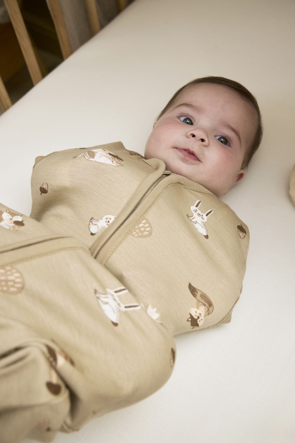 Cocoon Swaddle Bag Forest Animals - sand - 70cm - 0.3 TOG