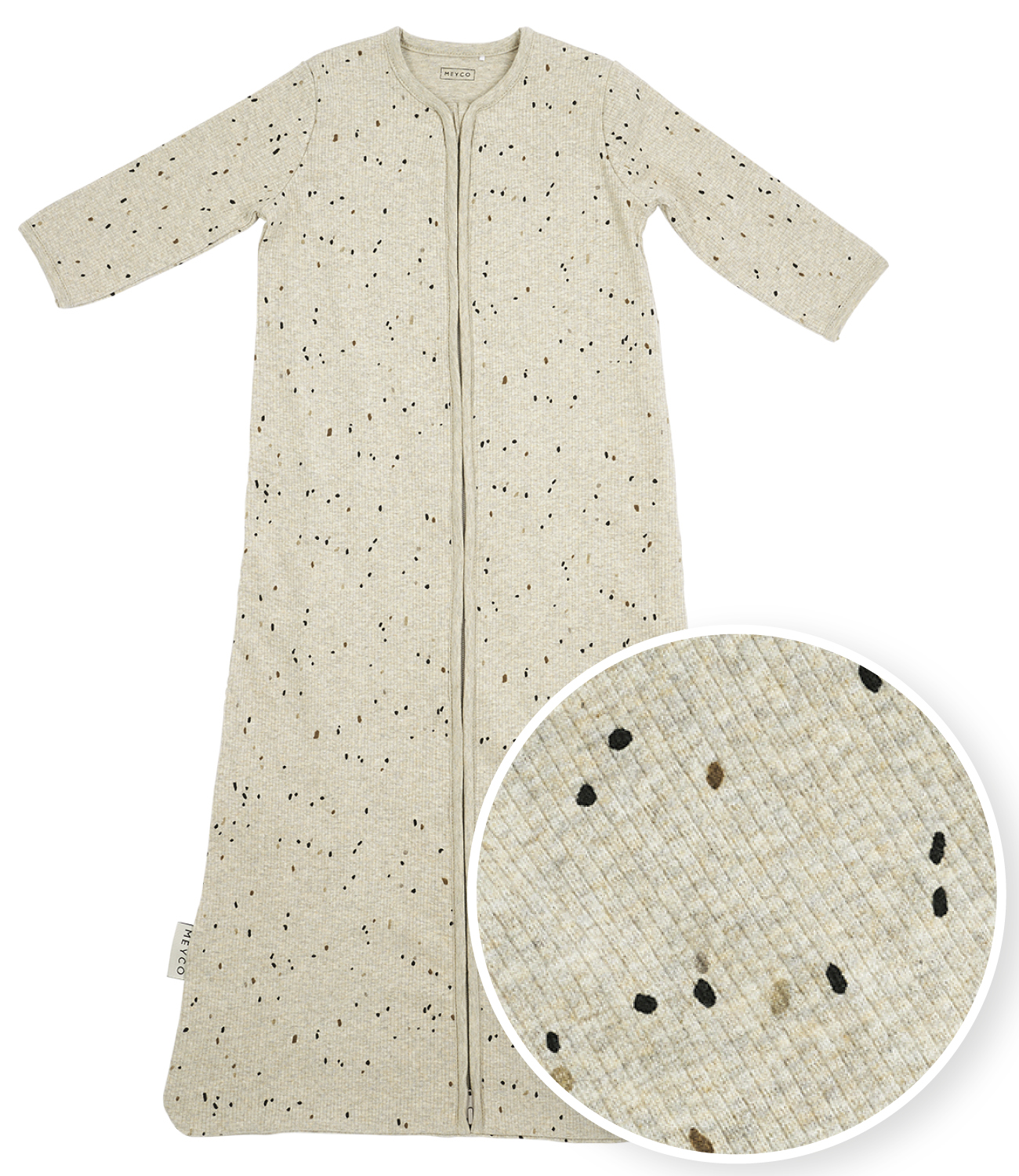 Baby slaapzak met mouwen Rib Mini Spot - sand melange - 70cm - 1.0 TOG