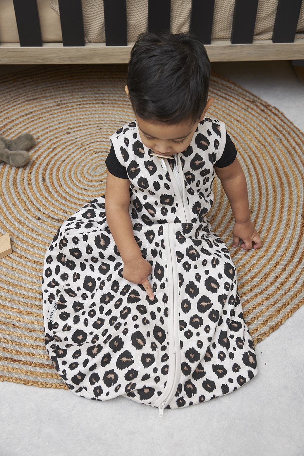 Baby slaapzak rond Leopard - sand melange - 110cm