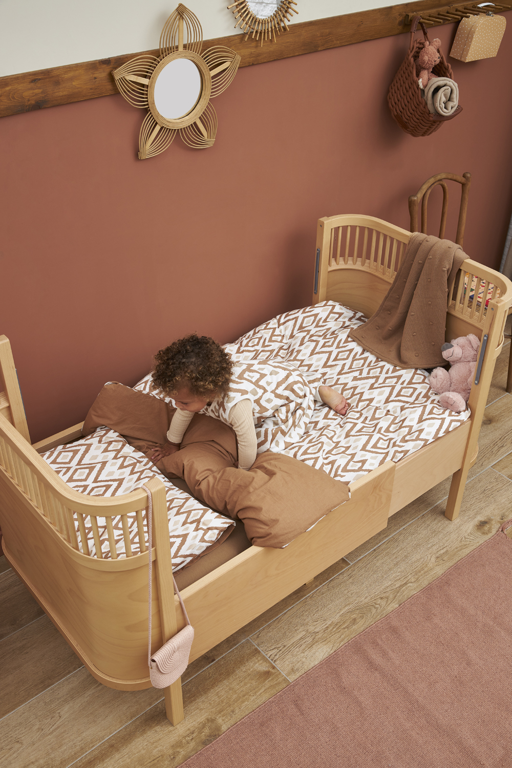Duvet cover + pillowcase cot bed Ikat - sand/toffee - 100x135cm