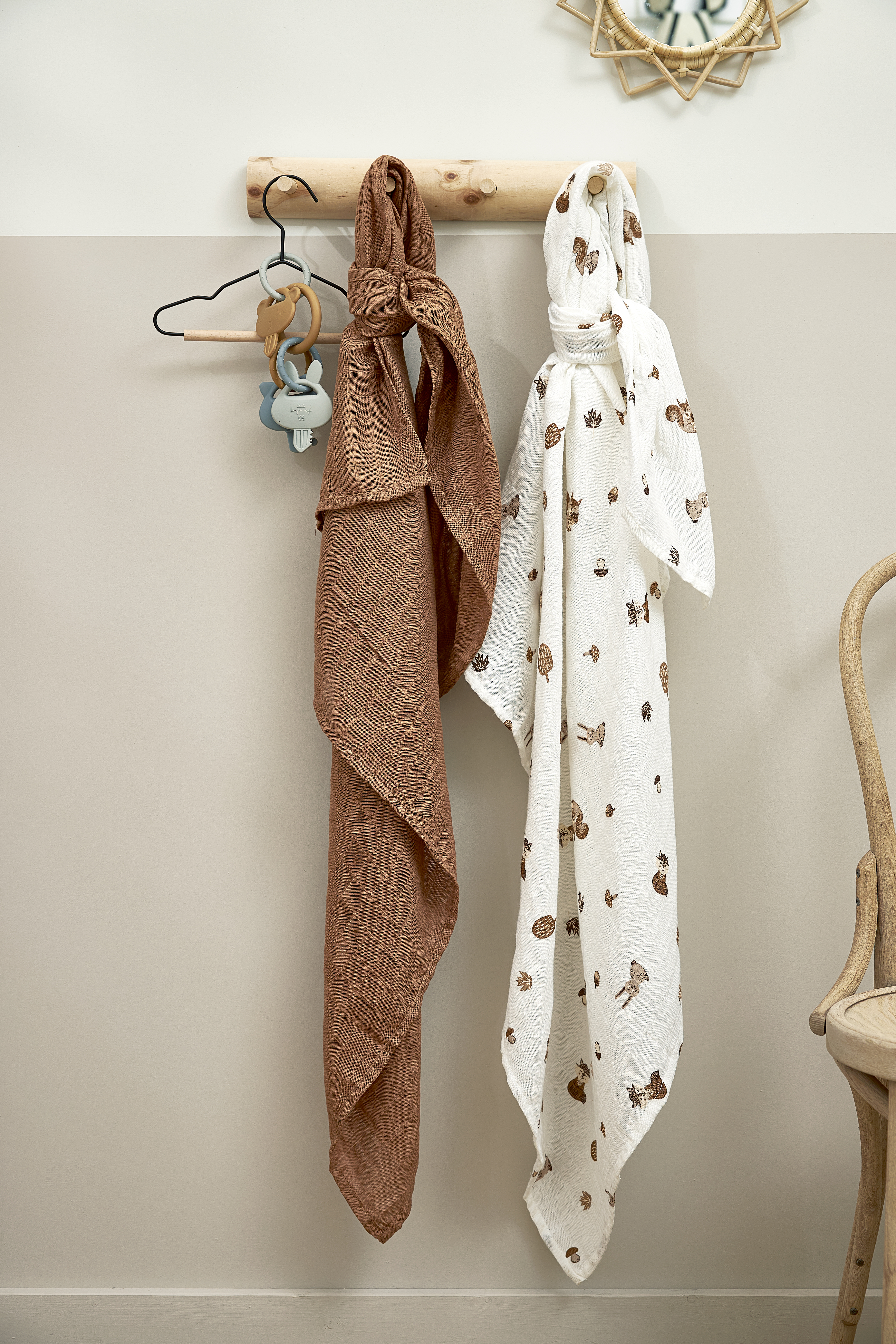 Swaddle 2-pack muslin Forest Animals - toffee - 120x120cm