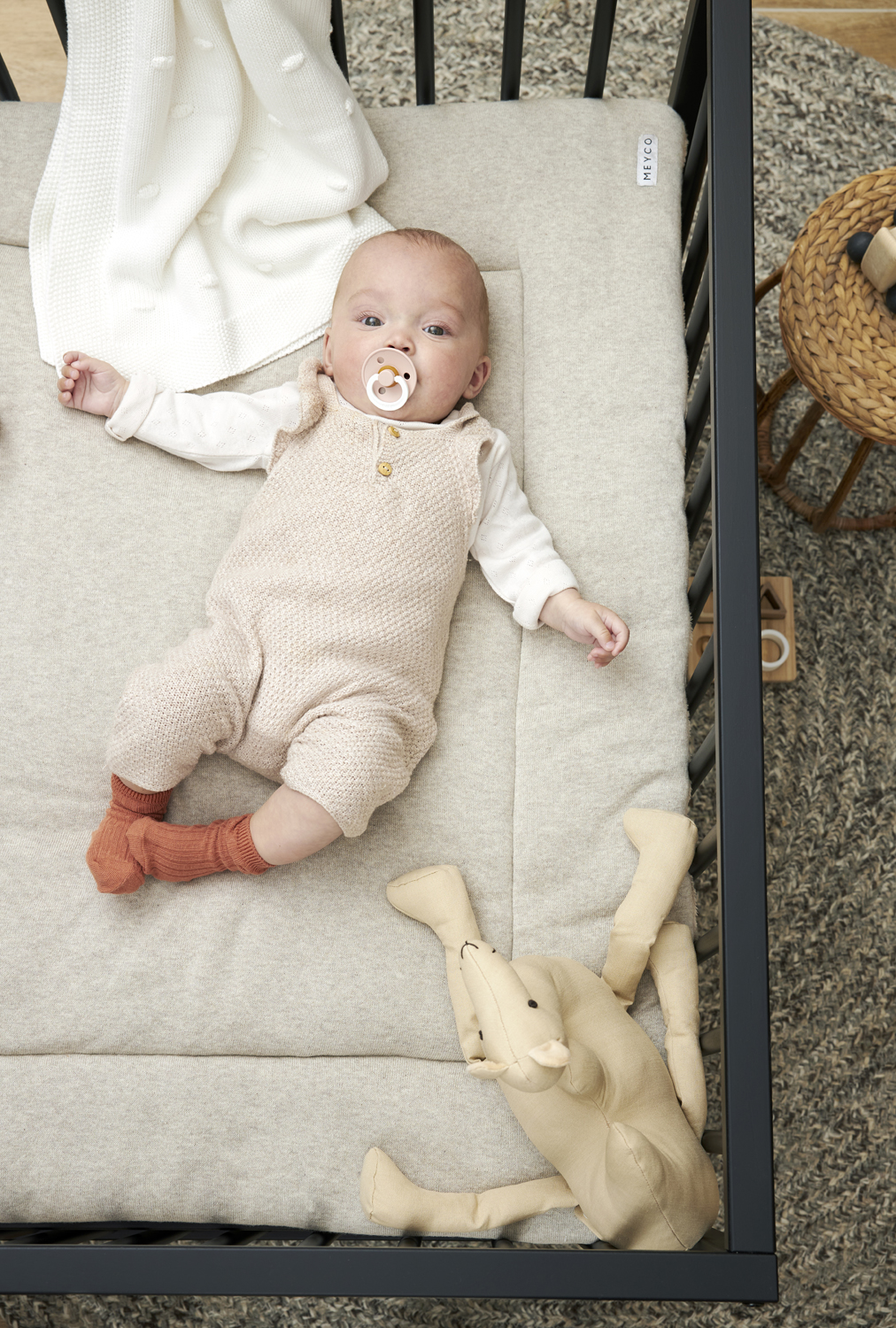 Playpen mattress Knit Basic teddy - sand melange - 77x97cm