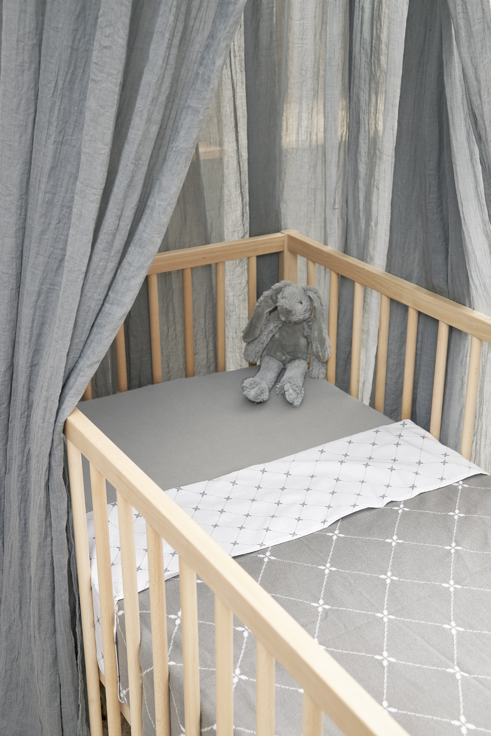 Crib bed blanket + 2-pack crib sheets + fitted sheet crib Louis - grey - 75x100cm