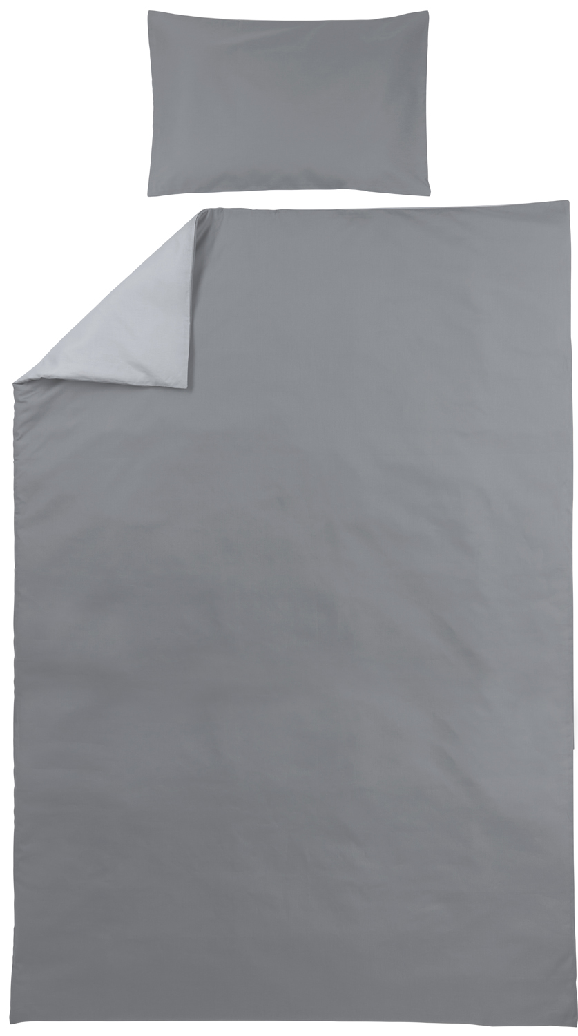 Dekbedovertrek eenpersoons Uni - grey/light grey - 140x200/220cm