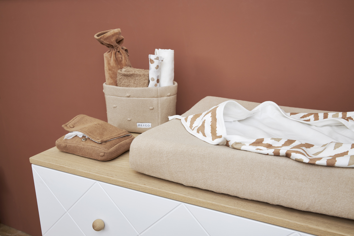 Aankleedkussenhoes Basic Badstof 2-pack - Sand - 50x70cm