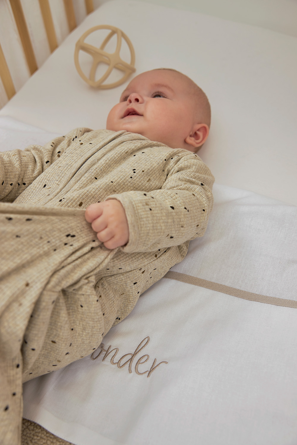 Baby slaapzak met mouwen Rib Mini Spot - sand melange - 70cm - 1.0 TOG