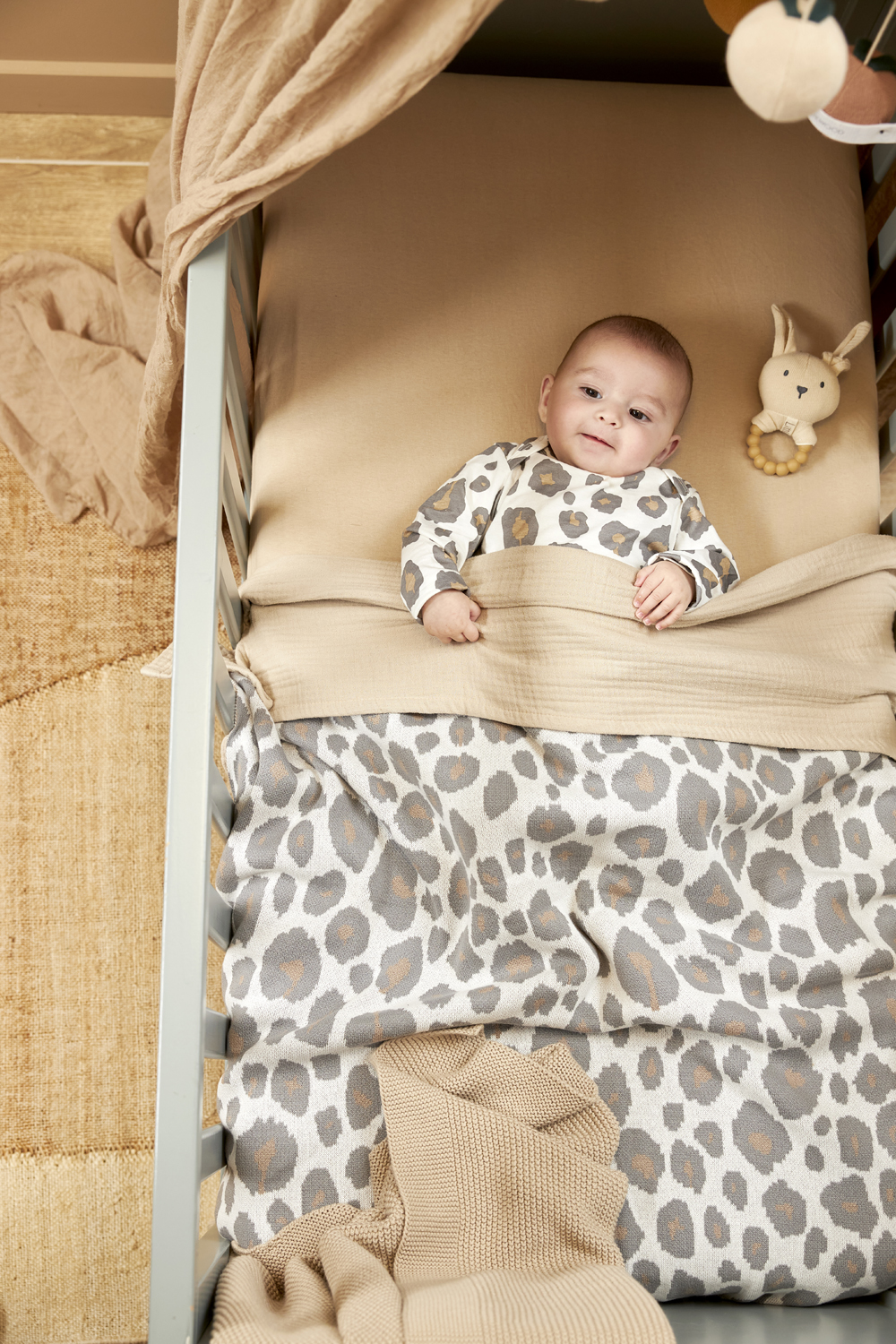 Spannbettlaken Kinderbett jersey Uni - sand - 70x140cm
