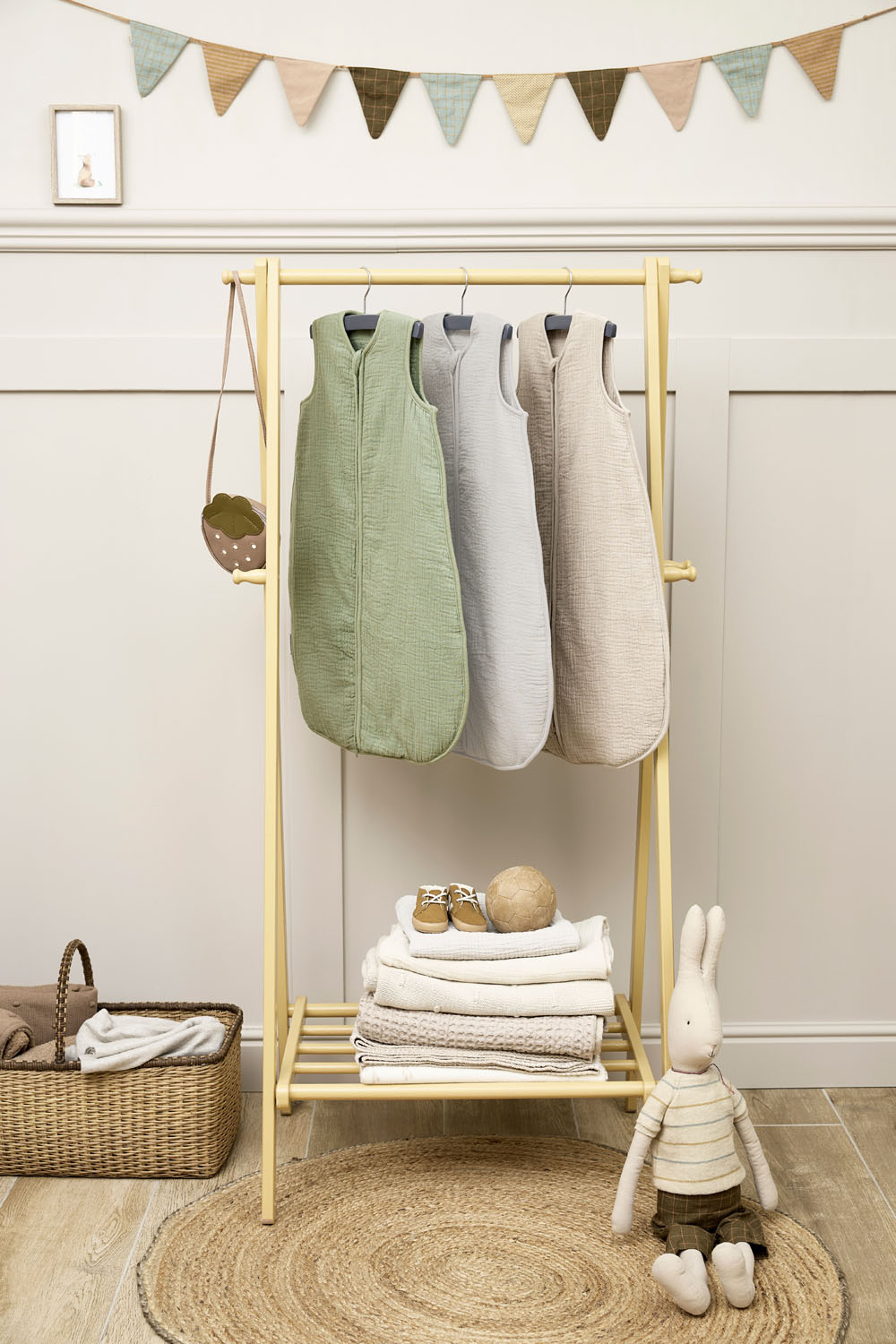 Sleepingbag lined pre-washed muslin Uni - sand - 70cm - 2.0 TOG