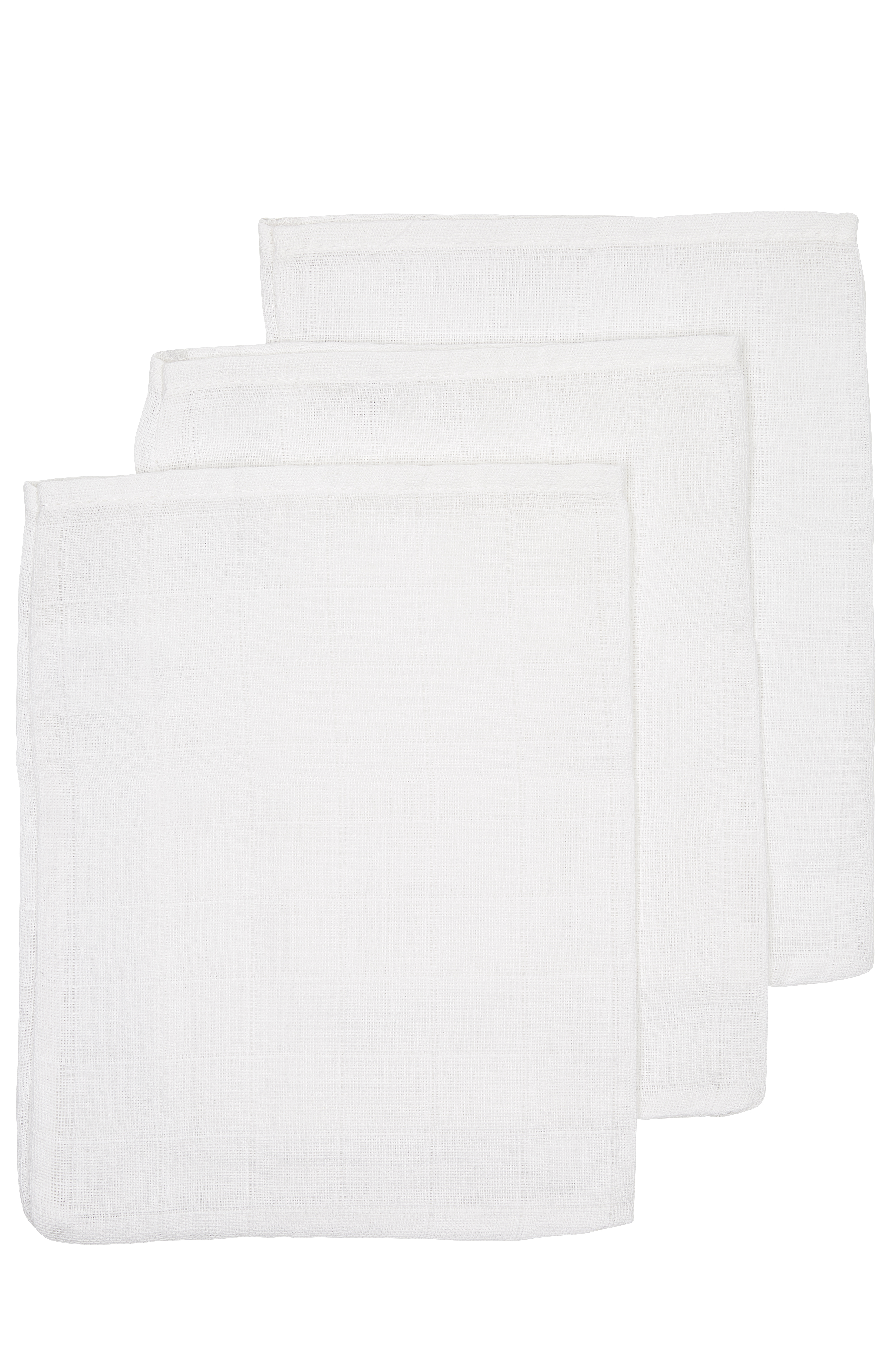 Washcloth 3-pack muslin Uni - white - 20x17cm