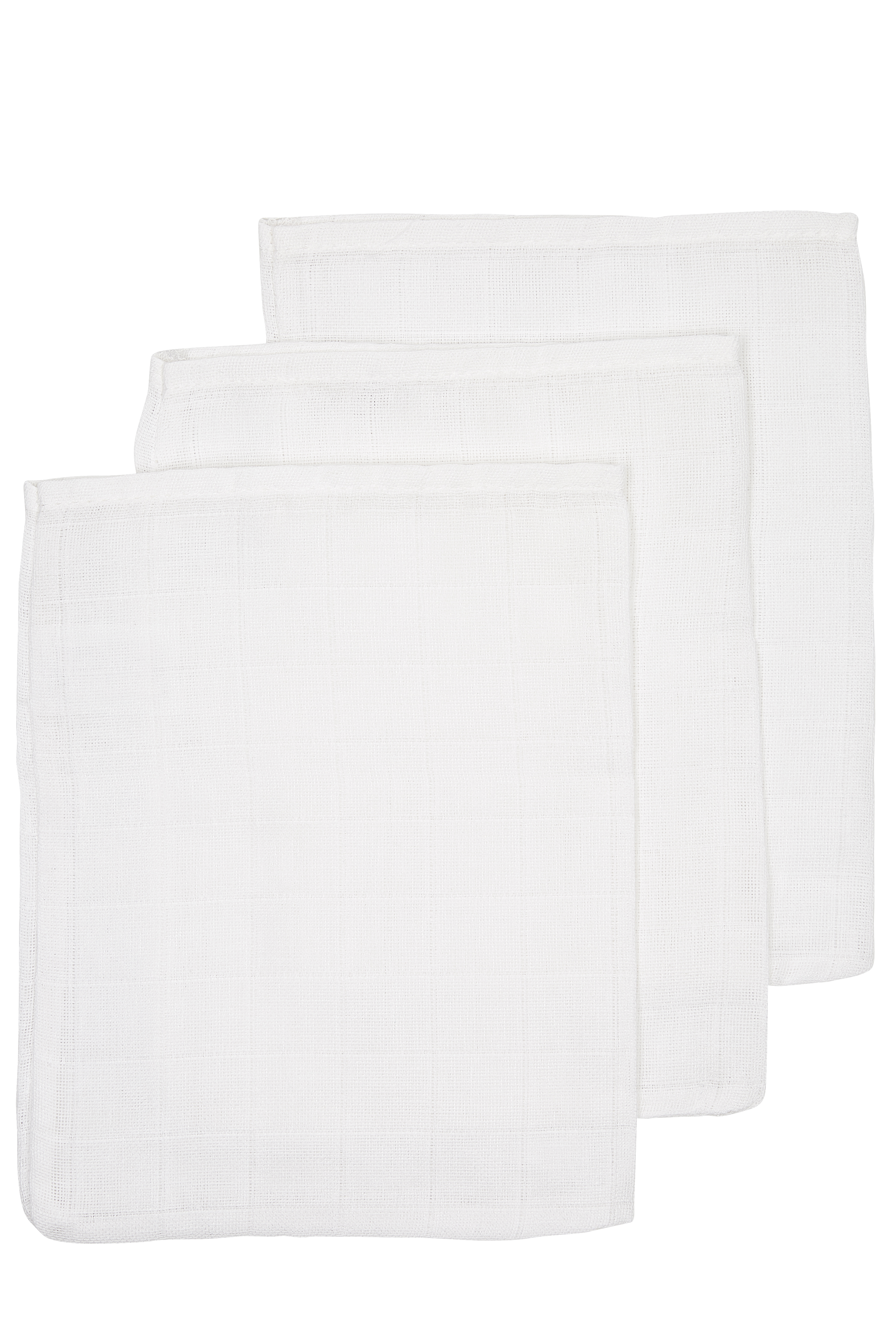 Waschhandschuhe 3er pack musselin Uni - white - 20x17cm