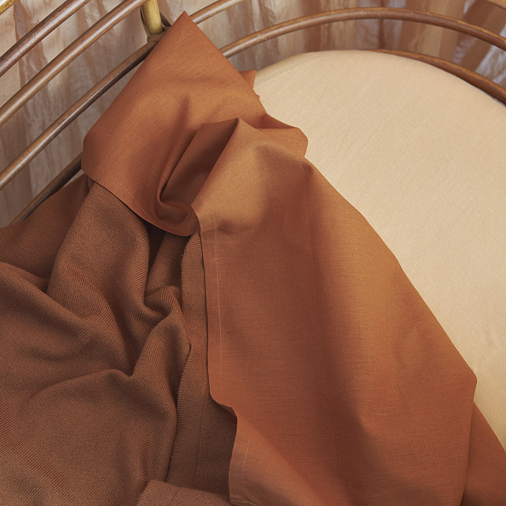 Cot bed sheet 2-pack Uni - camel/warm sand - 100x150cm