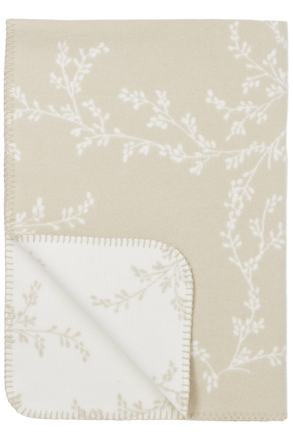 Cot bed blanket woven Branches - sand - 100x150cm - 1.0 TOG