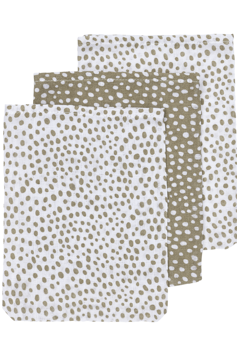 Washandjes 3-pack hydrofiel Cheetah - taupe - 20x17cm