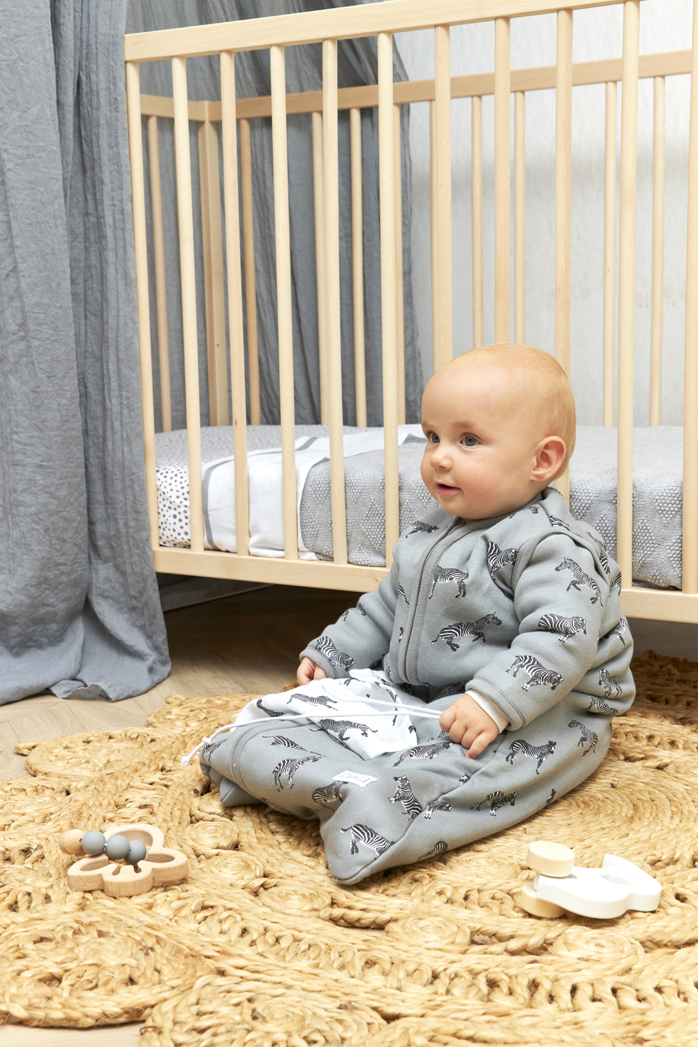 Baby slaapzak met afritsbare mouwen Zebra Animal - grey - 90cm