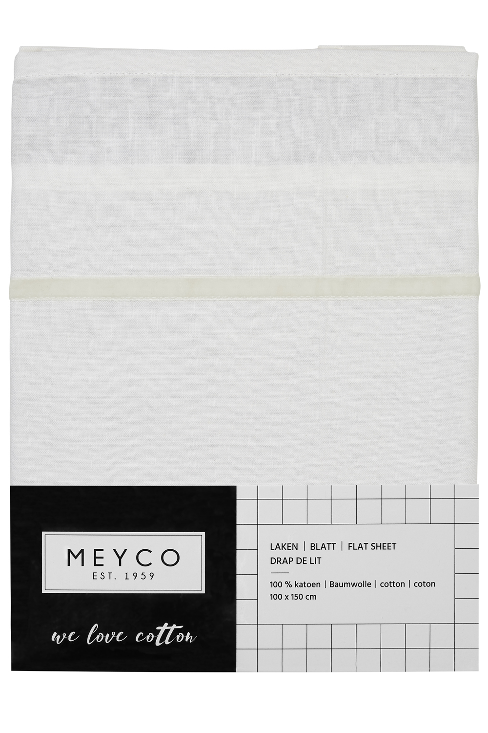 Cot bed sheet Piping velvet - offwhite - 100x150cm - 0.3 TOG
