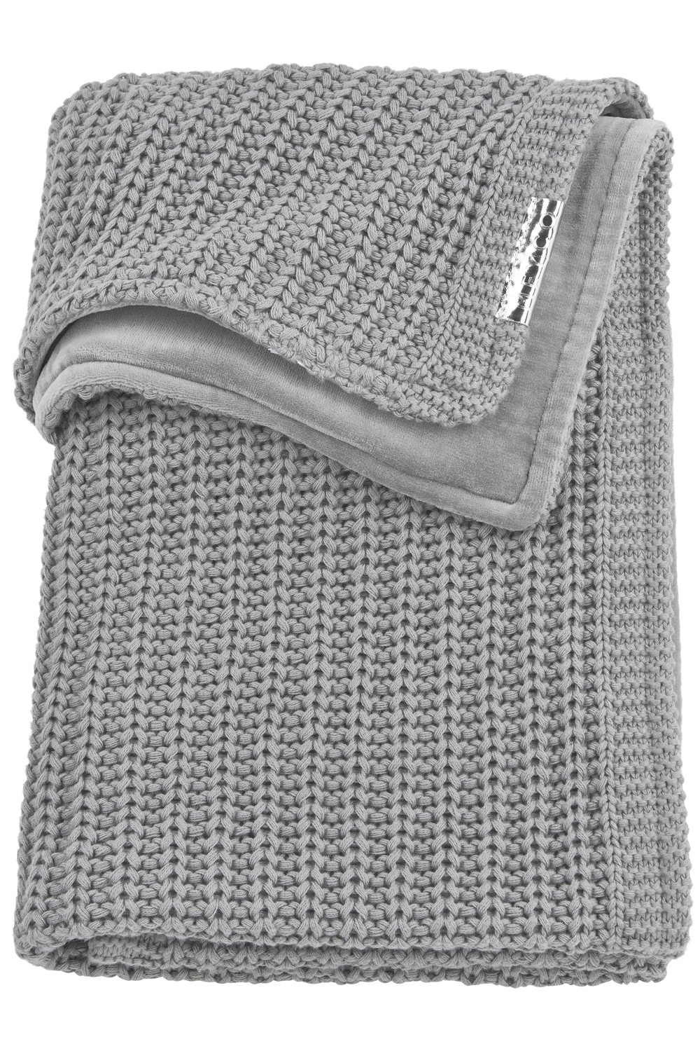 Wiegdeken Herringbone velvet - grey - 75x100cm