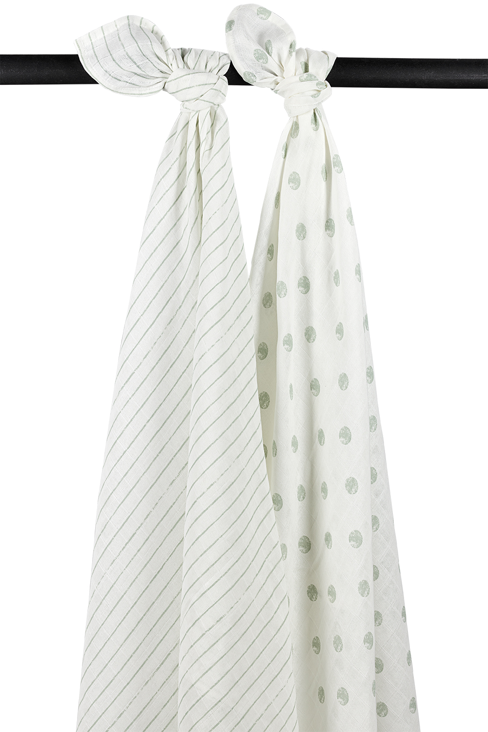 Swaddle 2-pack muslin Dot Stripe - soft green - 120x120cm