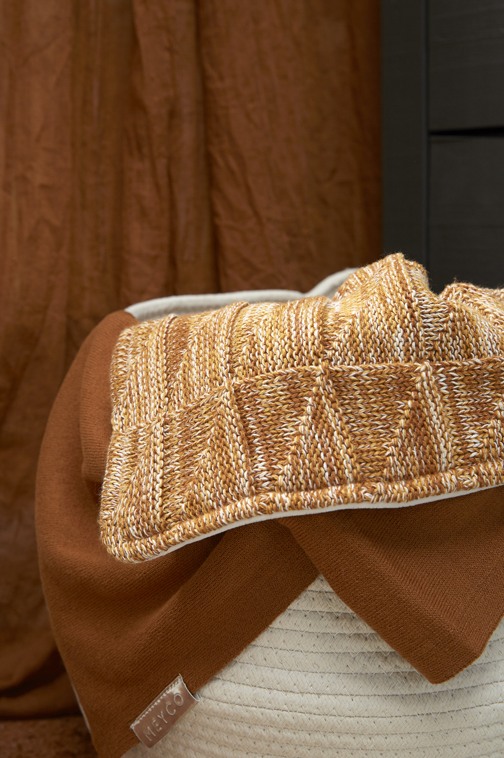 Wiegdeken Block Mixed - okergeel/camel - 75x100cm - 1.0 TOG