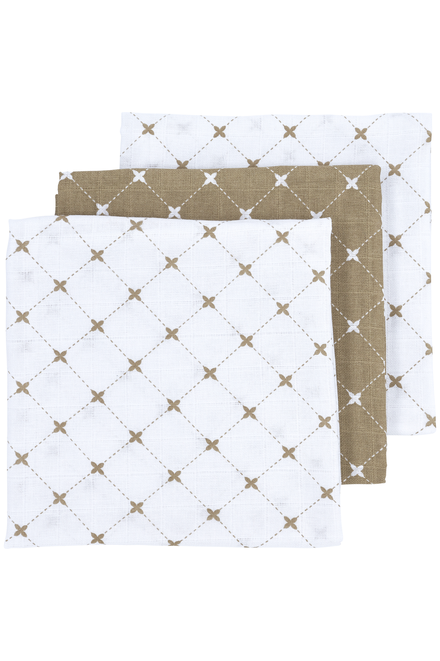 Musselin Mullwindeln 3er pack Louis - taupe - 70x70cm