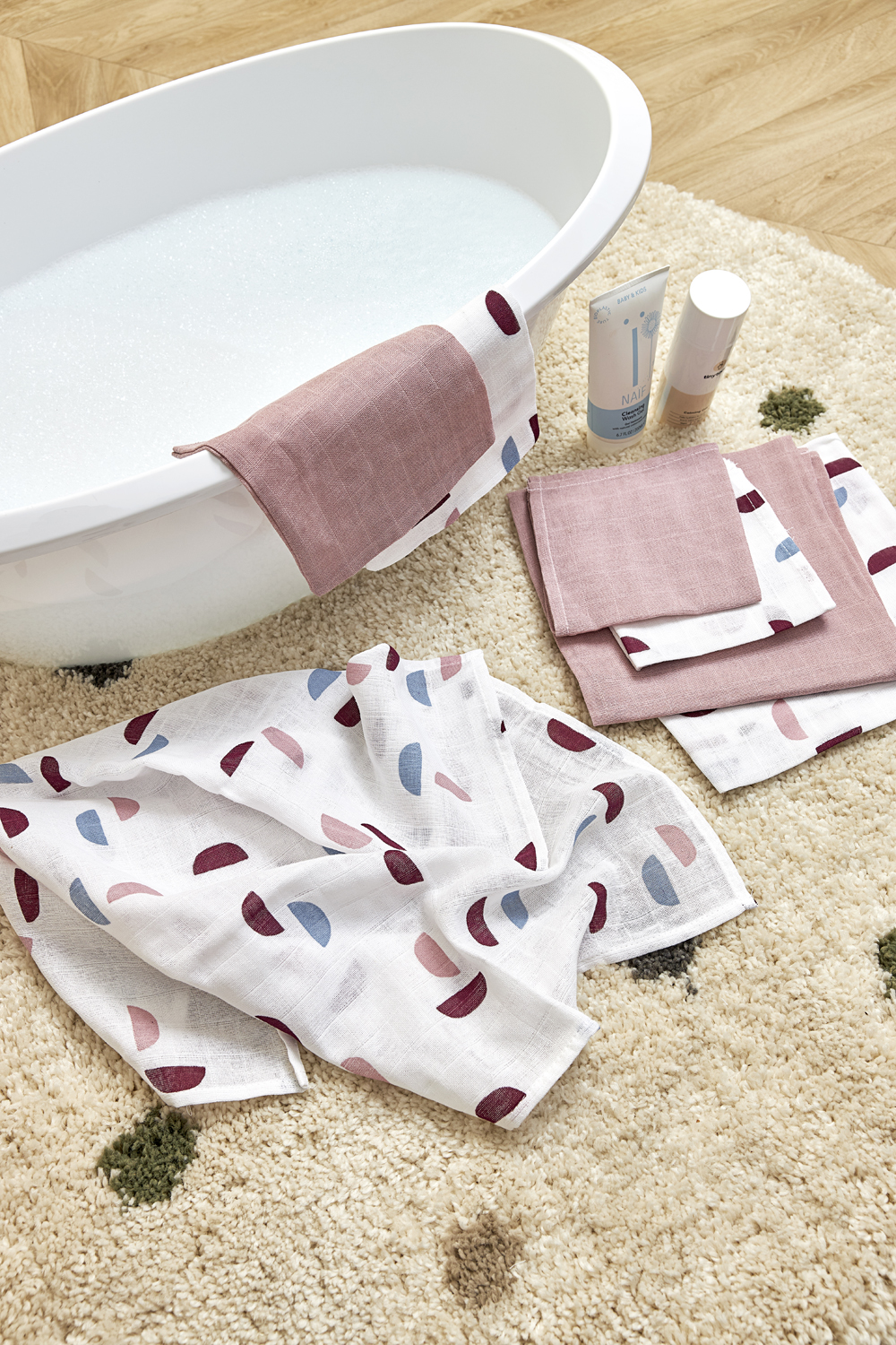 Monddoekjes 3-pack hydrofiel Shapes - lilac - 30x30cm