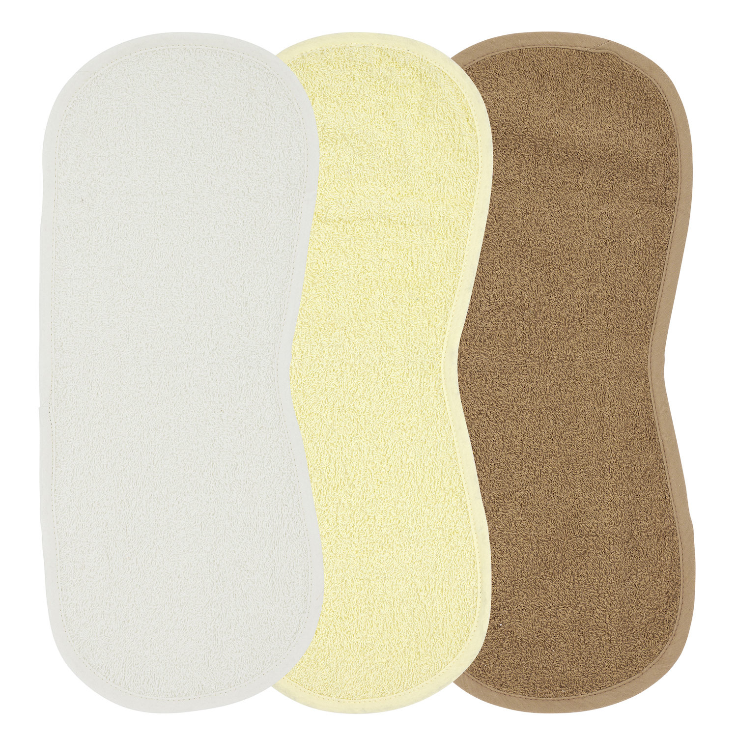 Burb cloth 3-pack terry Uni - offwhite/soft yellow/toffee - 53x20cm