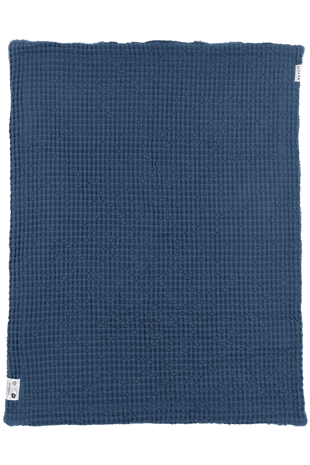 Babydecke groß Waffel Teddy - indigo - 100x150cm