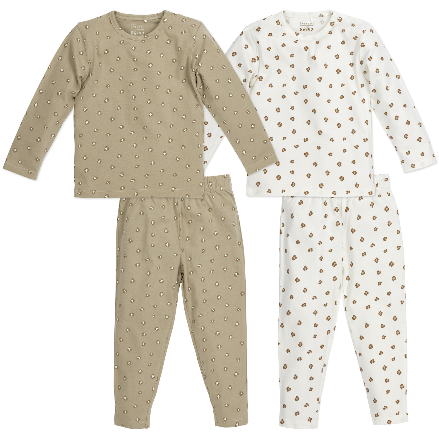 Pyjama 2-pack Mini Panther - Offwhite/Sand - Größe 86/92
