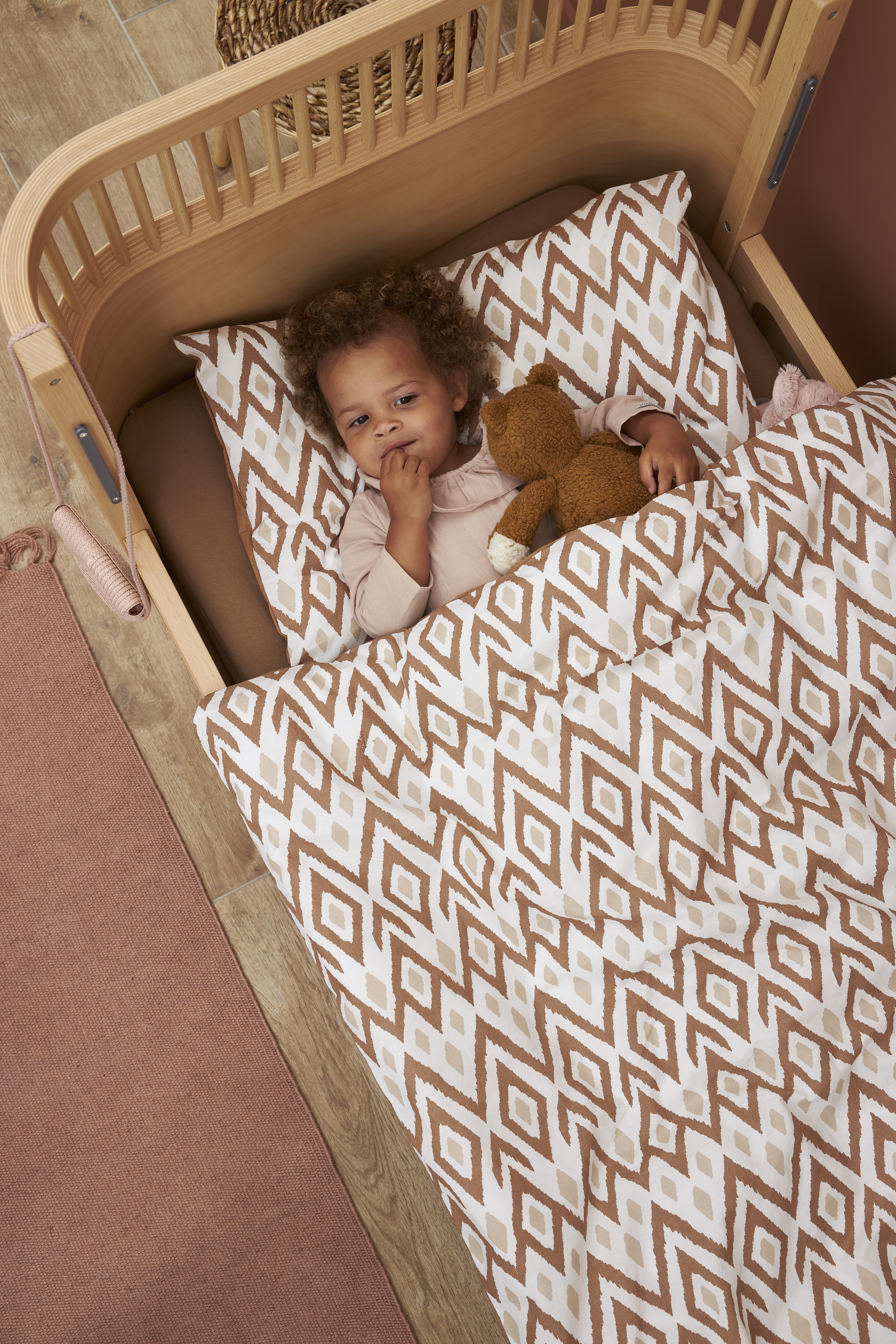 Duvet cover cot bed Ikat - sand/toffee - 100x135cm