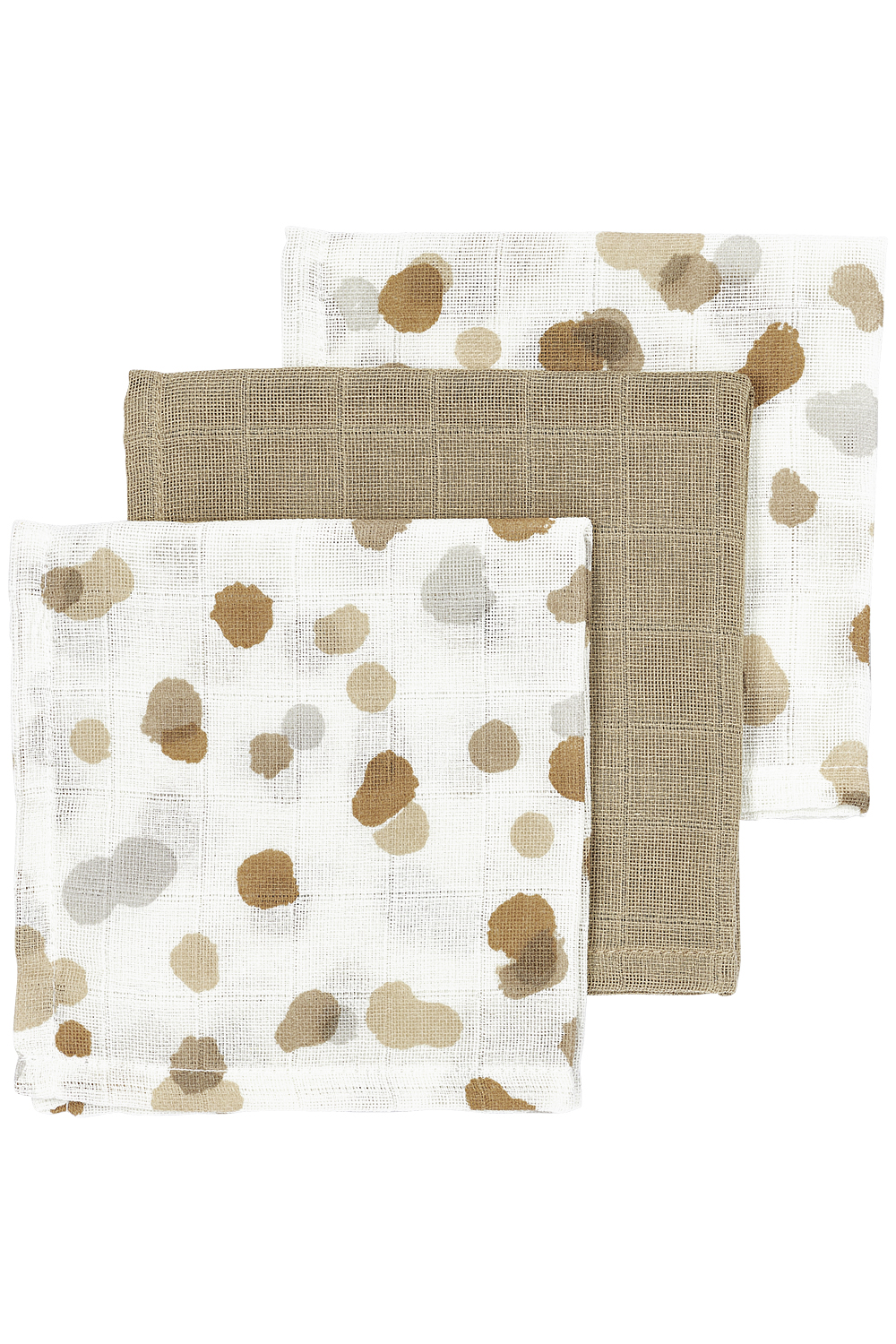 Muslin Face cloths 3-pack Stains - Sand - 30x30cm