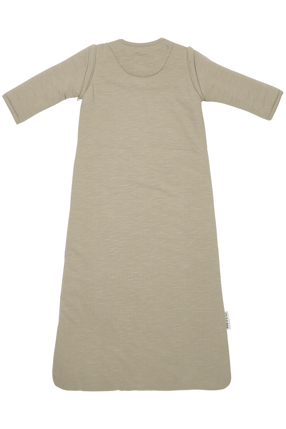 Baby slaapzak met afritsbare mouwen Slub met Smile applicatie - taupe/offwhite - 70cm - 2.5 TOG