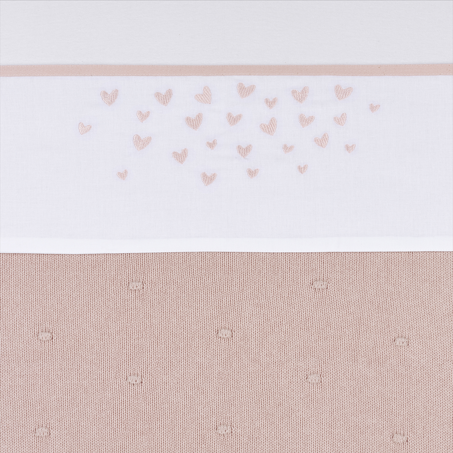 Crib sheet Hearts - soft pink - 75X100cm