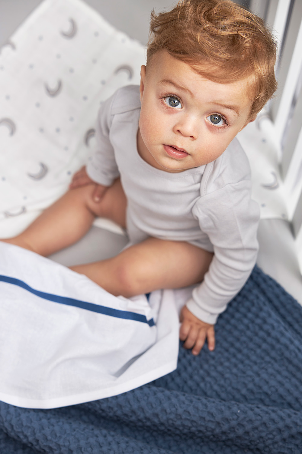 Crib sheet Piping - indigo - 75X100cm