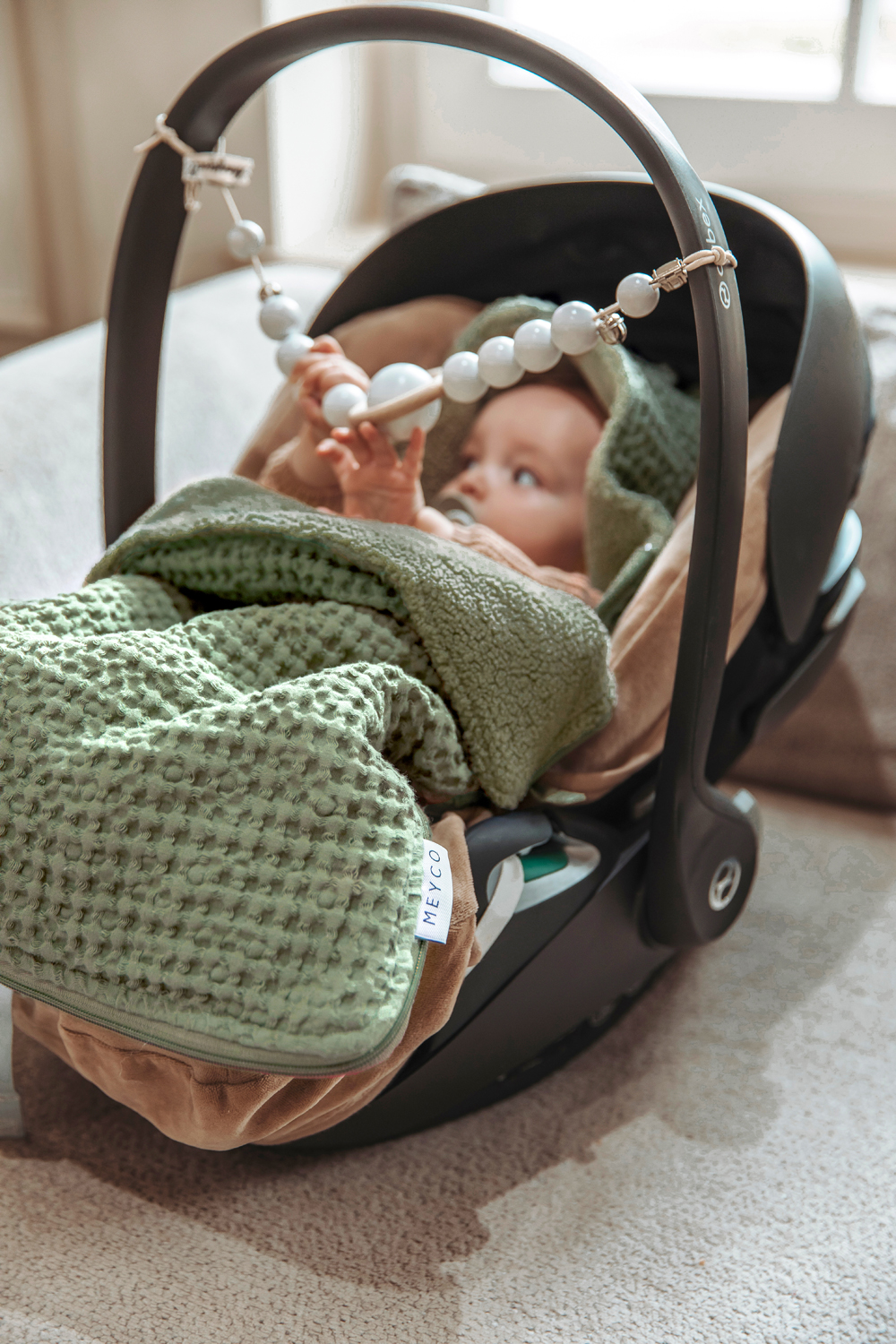 Fußsack Waffel Teddy - olive green - 40x82cm