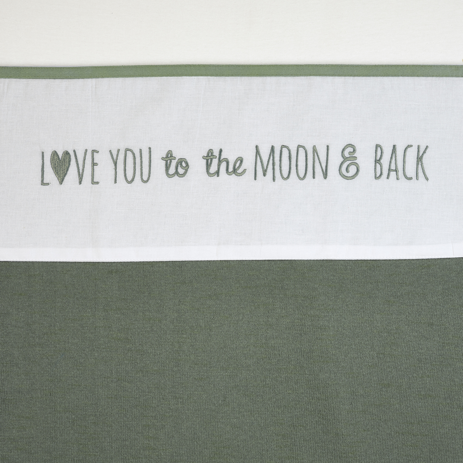 Crib sheet Love you to the moon & back - forest green - 75X100cm