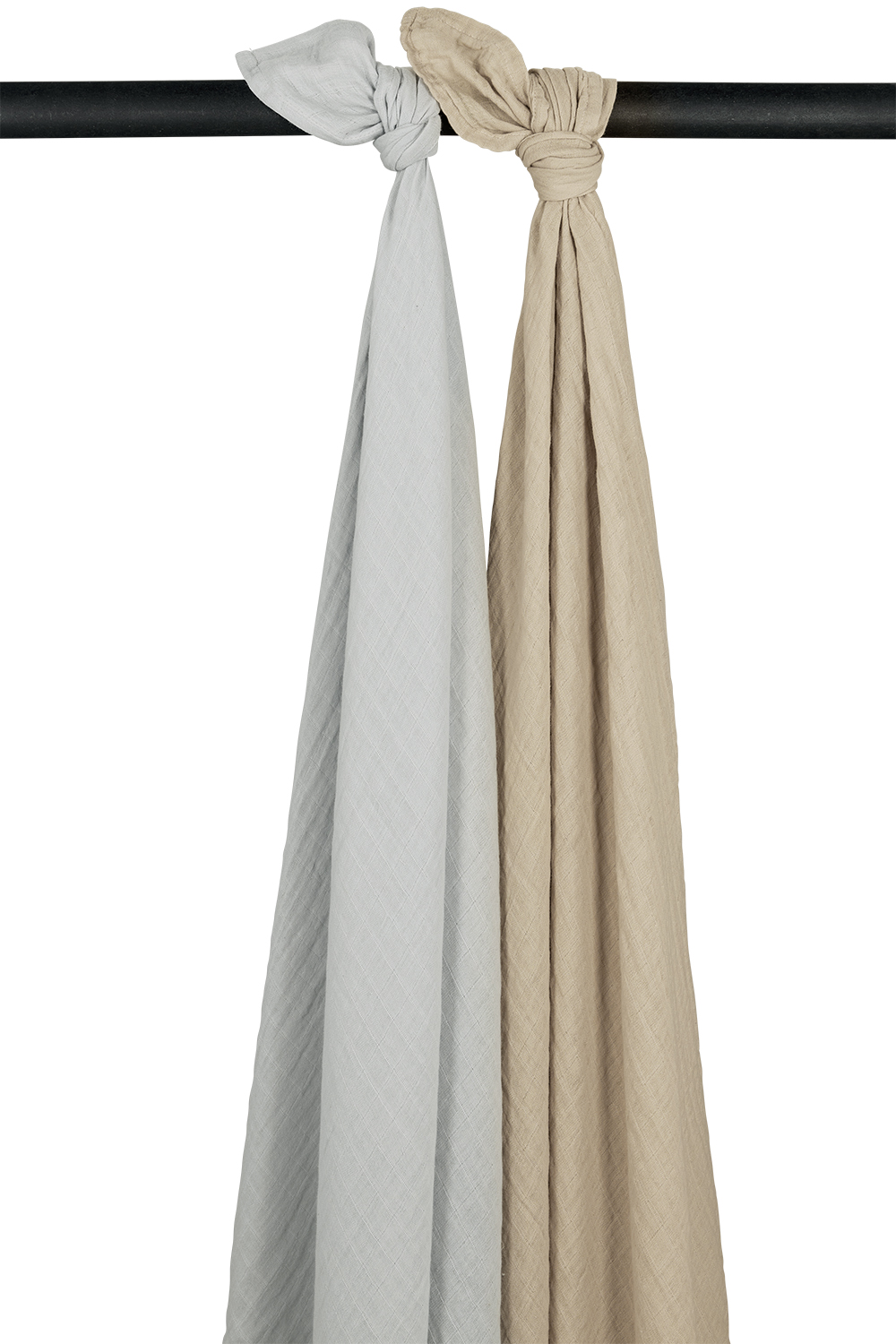 Swaddle 2-pack pre-washed muslin Uni - light grey/sand - 120x120cm