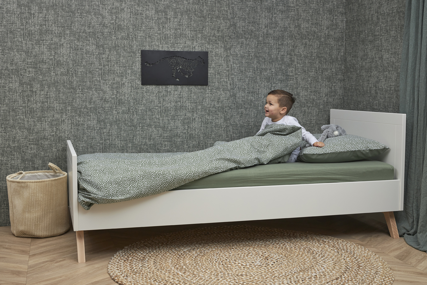 Hoeslaken eenpersoonsbed Uni - forest green - 80x210/220cm