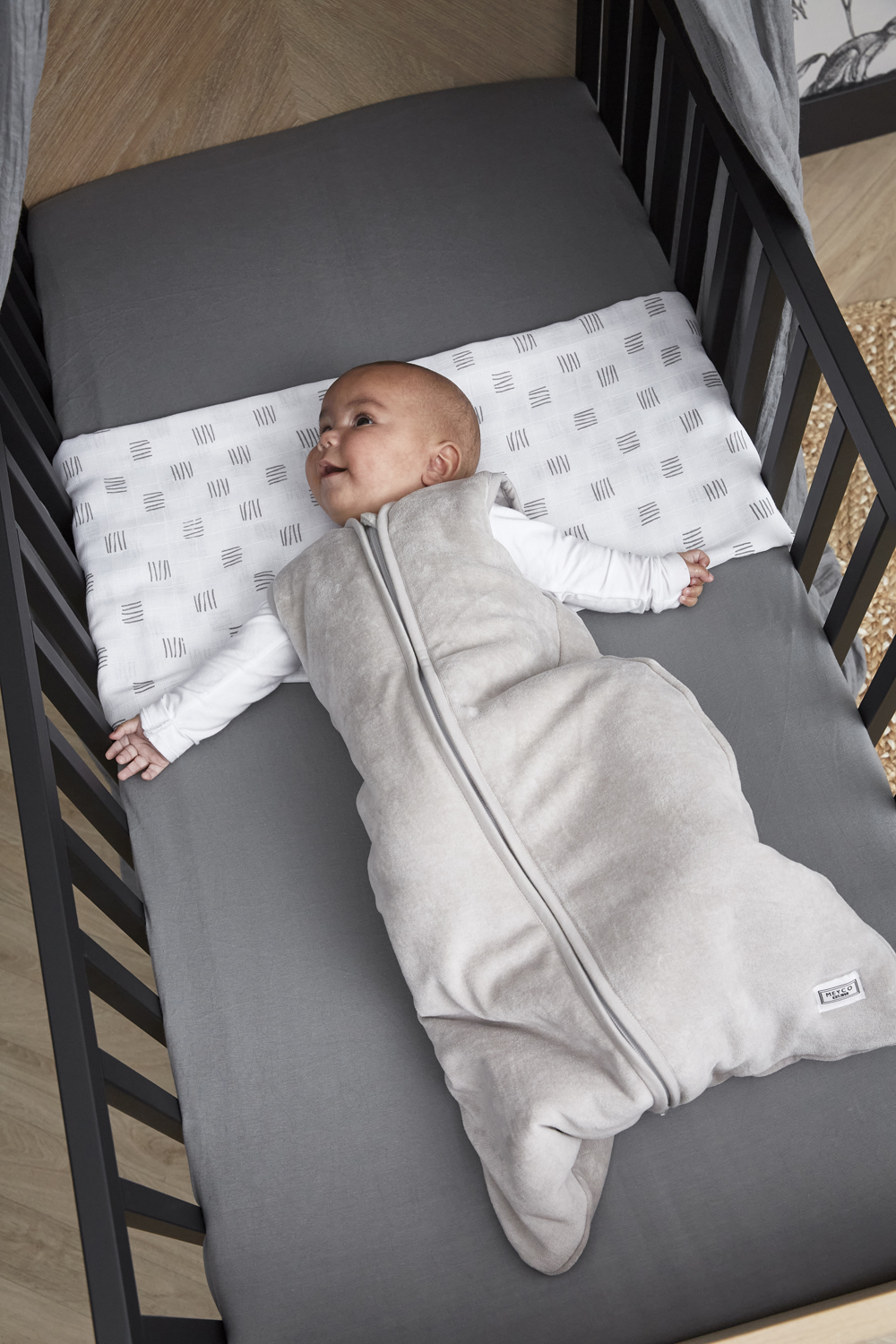 Baby slaapzak gevoerd Velvet - light grey - 90cm